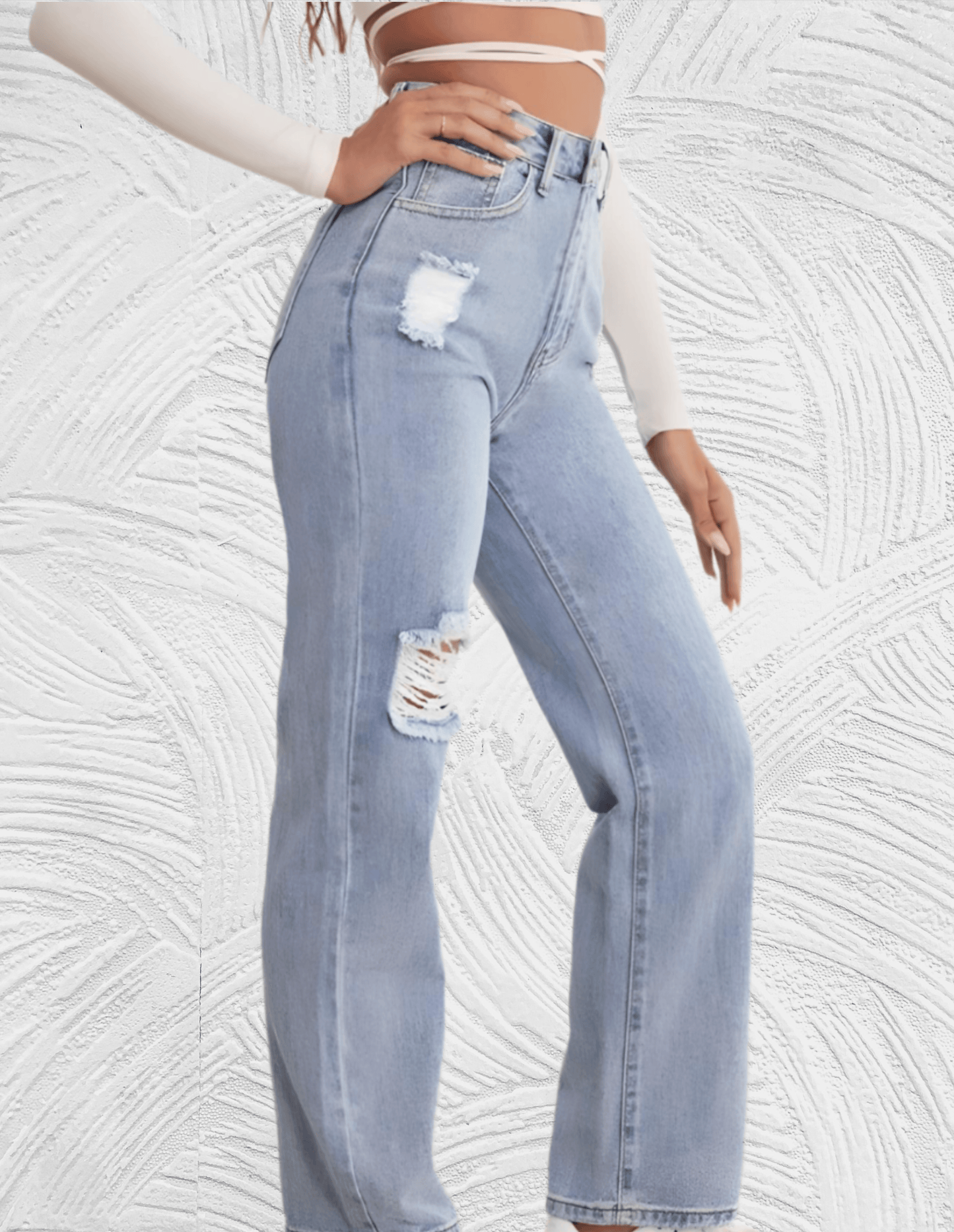 Gescheurde losse jeans met hoge taille voor dames