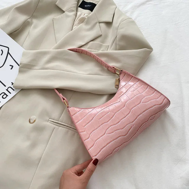 Jansen™ Tilly | Glanzende schoudertas met alligatormotief