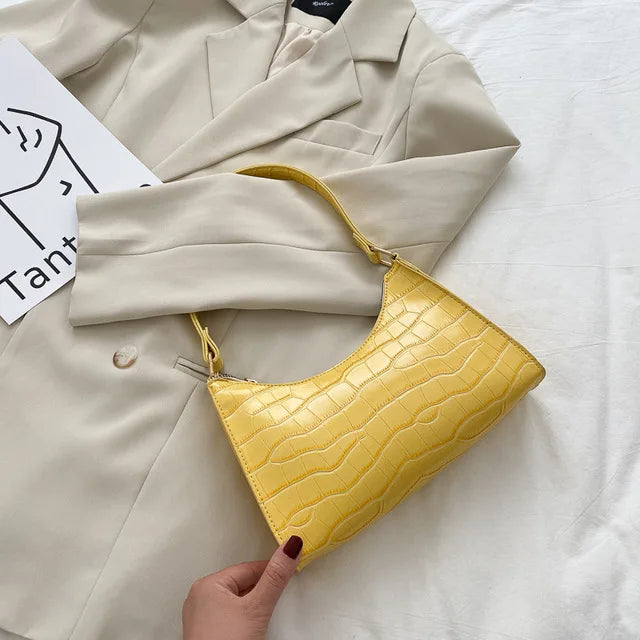 Jansen™ Tilly | Glanzende schoudertas met alligatormotief
