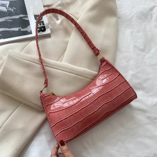 Jansen™ Tilly | Glanzende schoudertas met alligatormotief
