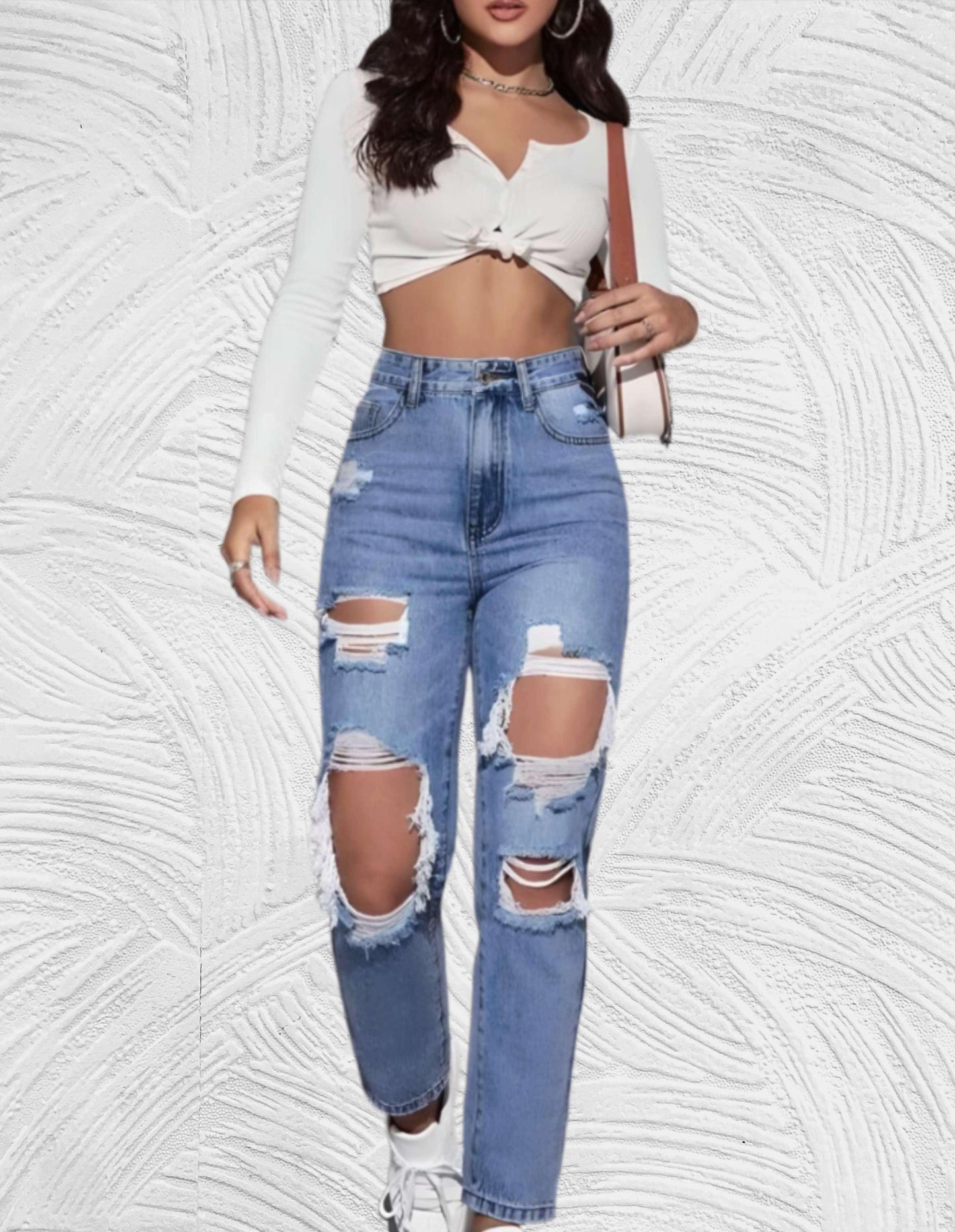 Goed passende skinny jeans met gescheurd design en hoge taille