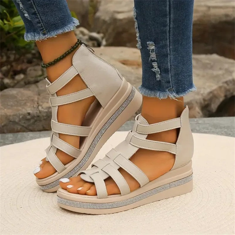 Elin™ | Elegante Wedgesandalen met Strass en Ultiem Comfort