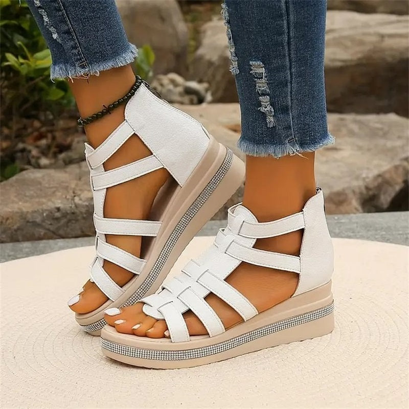 Elin™ | Elegante Wedgesandalen met Strass en Ultiem Comfort