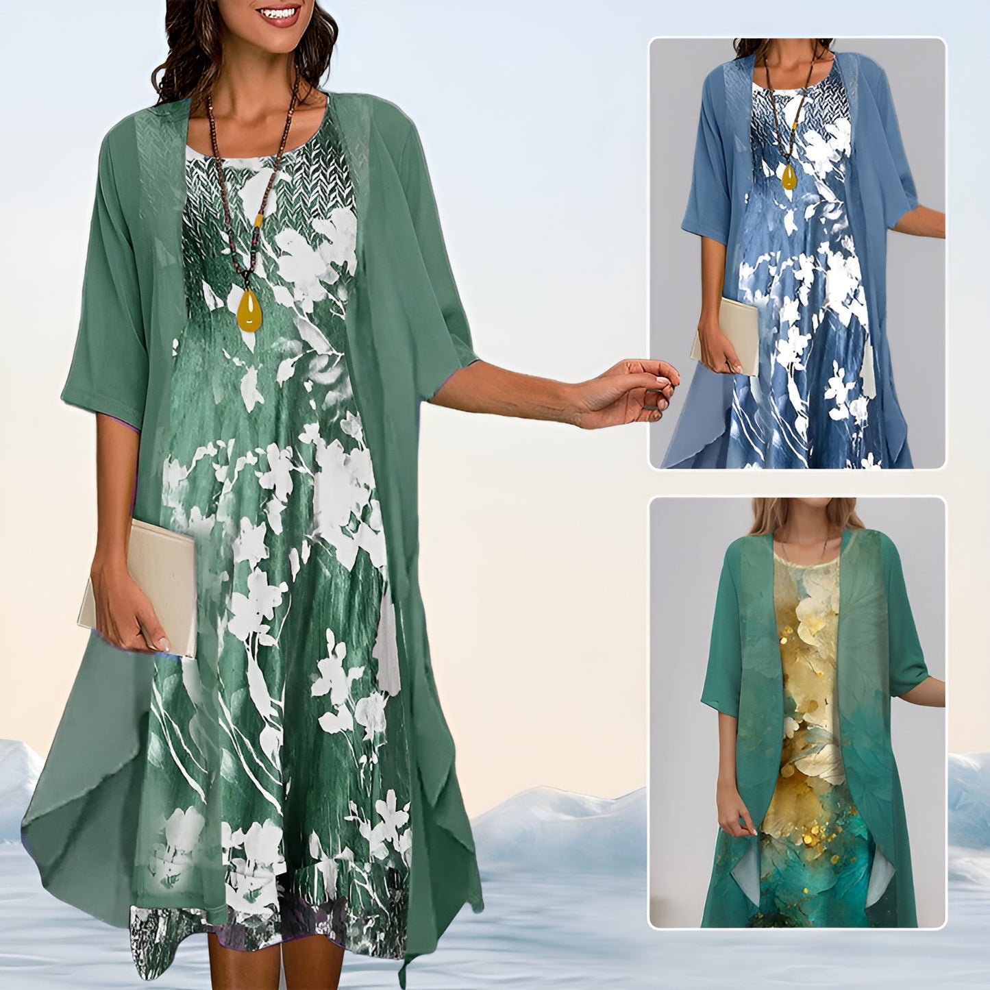 Lisa™ | Elegante chiffon jurk met bloemenprint - set van 2