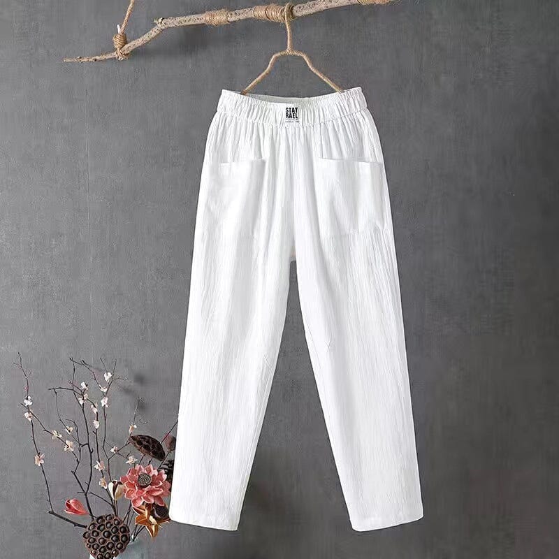 Jansen™ Feline - Casual katoenen linnen broek met elastische tailleband