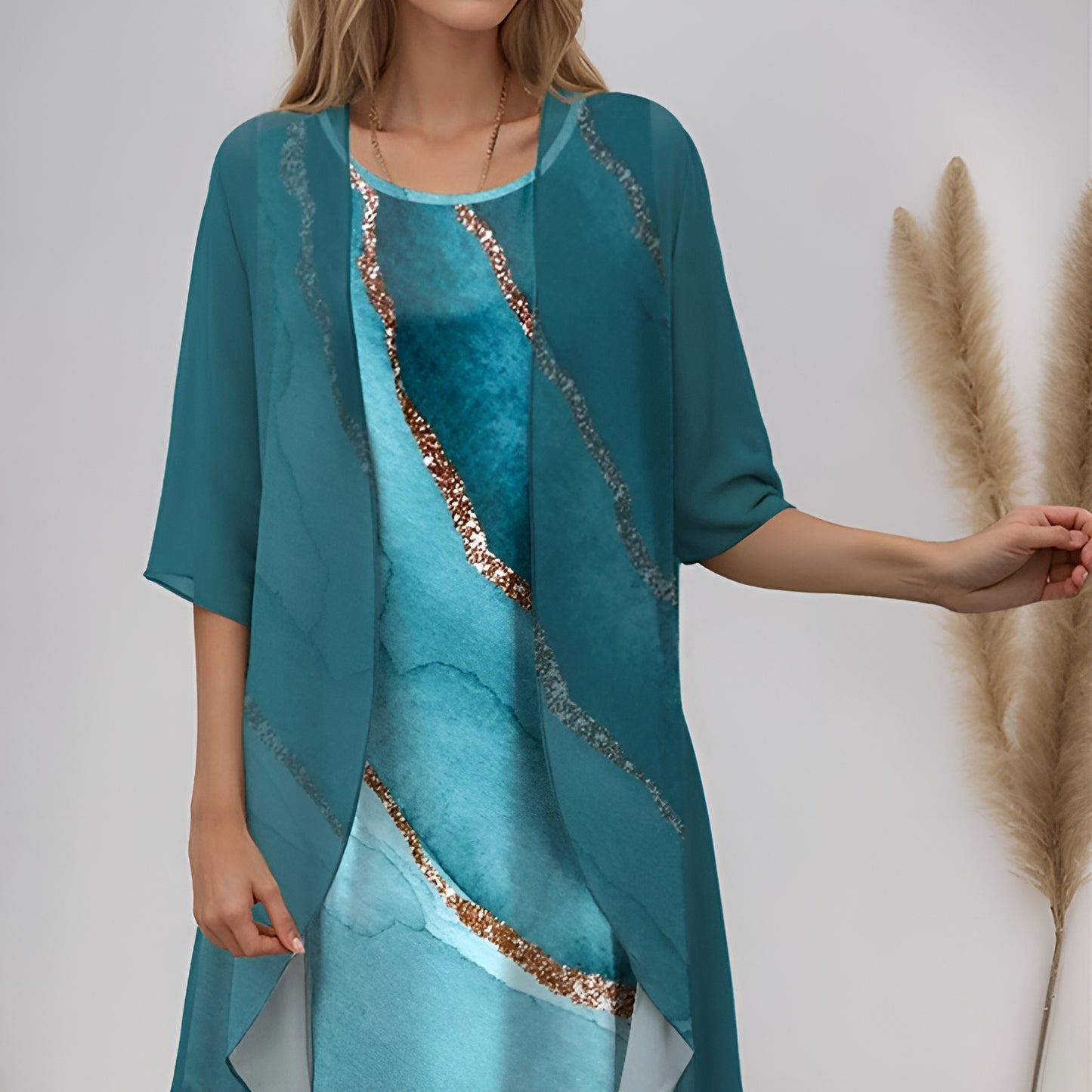 Lisa™ | Elegante chiffon jurk met bloemenprint - set van 2