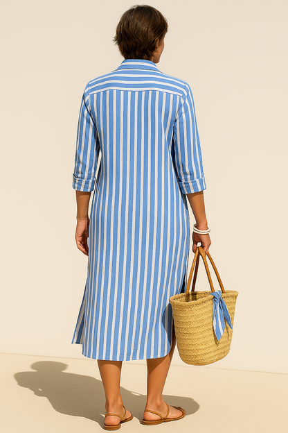 Loes™ | De Strandstreep Chic – Jouw moeiteloze zomerjurk