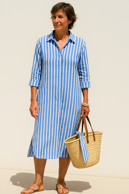 Loes™ | De Strandstreep Chic – Jouw moeiteloze zomerjurk