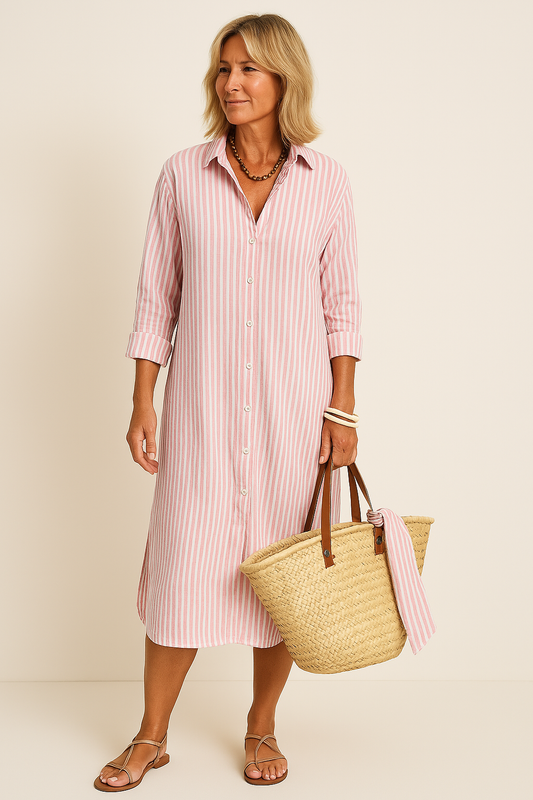 Loes™ | De Strandstreep Chic – Jouw moeiteloze zomerjurk