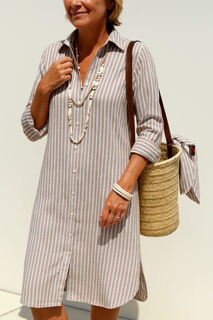 Loes™ | De Strandstreep Chic – Jouw moeiteloze zomerjurk