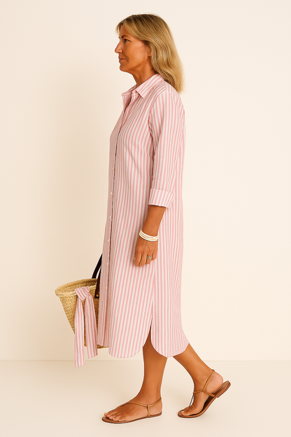 Loes™ | De Strandstreep Chic – Jouw moeiteloze zomerjurk