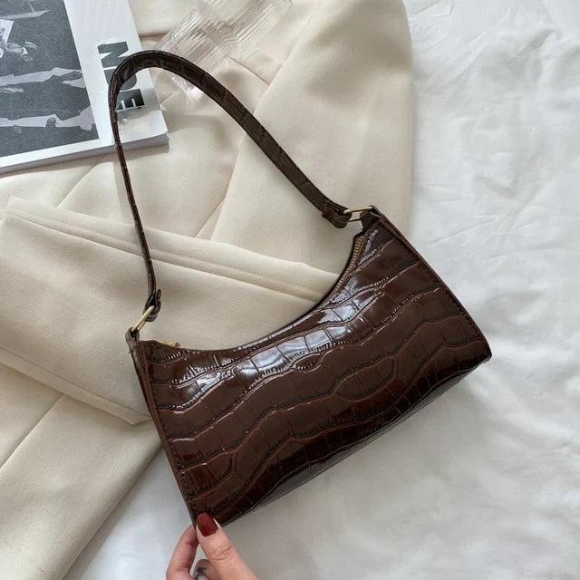 Jansen™ Tilly | Glanzende schoudertas met alligatormotief