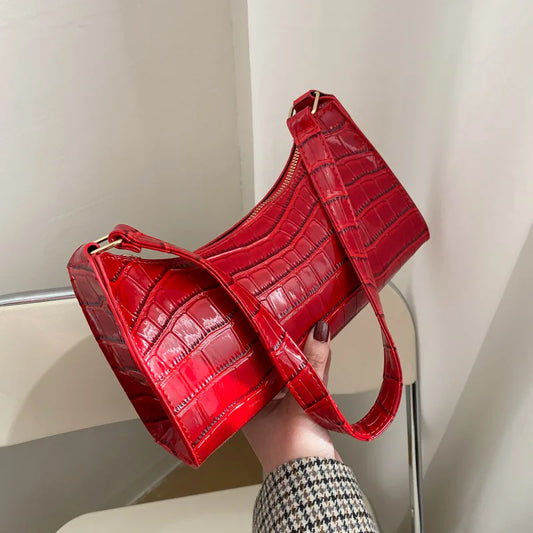 Jansen™ Tilly | Glanzende schoudertas met alligatormotief