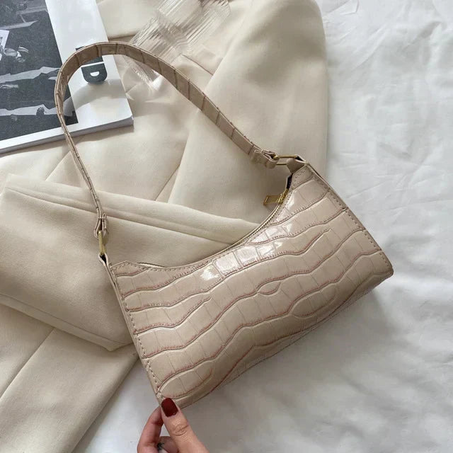 Jansen™ Tilly | Glanzende schoudertas met alligatormotief