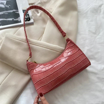 Jansen™ Tilly | Glanzende schoudertas met alligatormotief