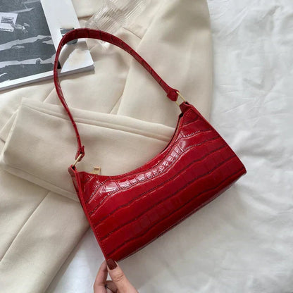 Jansen™ Tilly | Glanzende schoudertas met alligatormotief