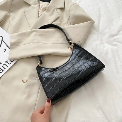 Jansen™ Tilly | Glanzende schoudertas met alligatormotief