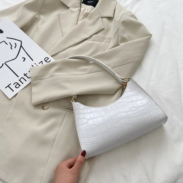 Jansen™ Tilly | Glanzende schoudertas met alligatormotief