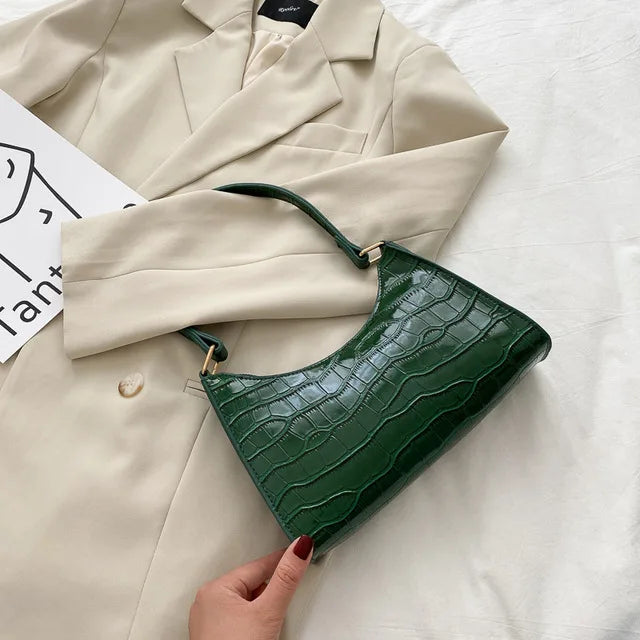 Jansen™ Tilly | Glanzende schoudertas met alligatormotief