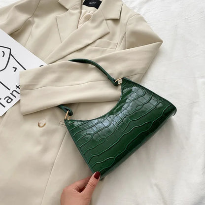 Jansen™ Tilly | Glanzende schoudertas met alligatormotief