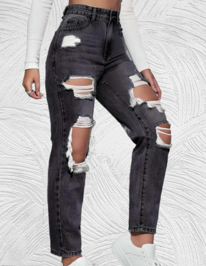 Goed passende skinny jeans met gescheurd design en hoge taille