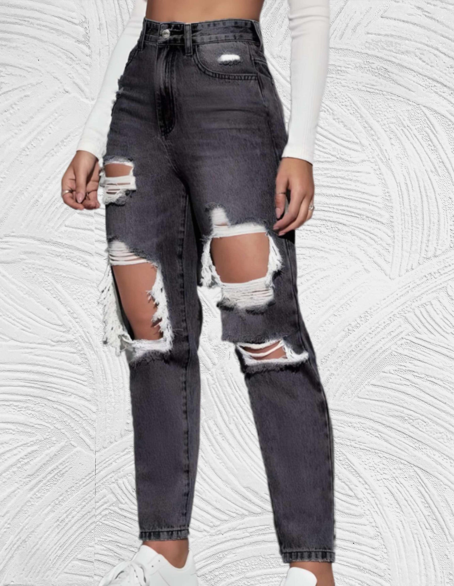Goed passende skinny jeans met gescheurd design en hoge taille