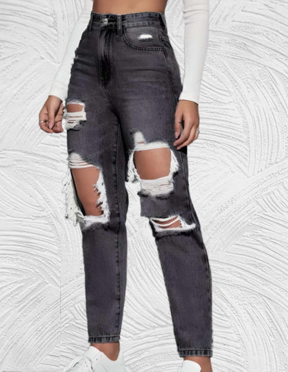 Goed passende skinny jeans met gescheurd design en hoge taille