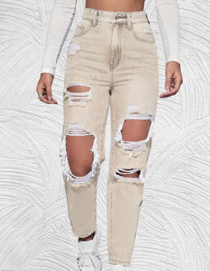 Goed passende skinny jeans met gescheurd design en hoge taille