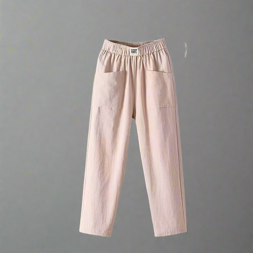 Jansen™ Feline - Casual katoenen linnen broek met elastische tailleband