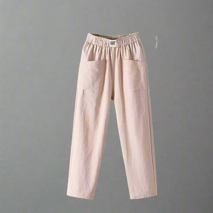 Jansen™ Feline - Casual katoenen linnen broek met elastische tailleband