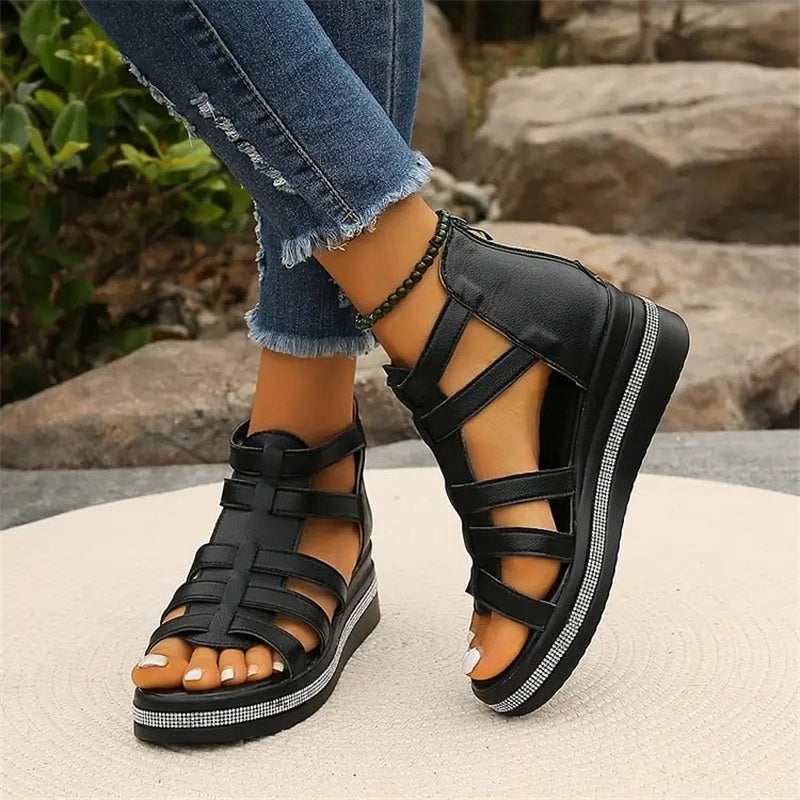 Elin™ | Elegante Wedgesandalen met Strass en Ultiem Comfort