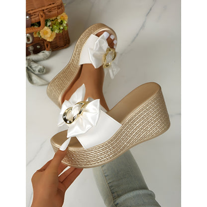Fenna™ | Verfijnde Sleehak Slippers met Vrouwelijke Strik